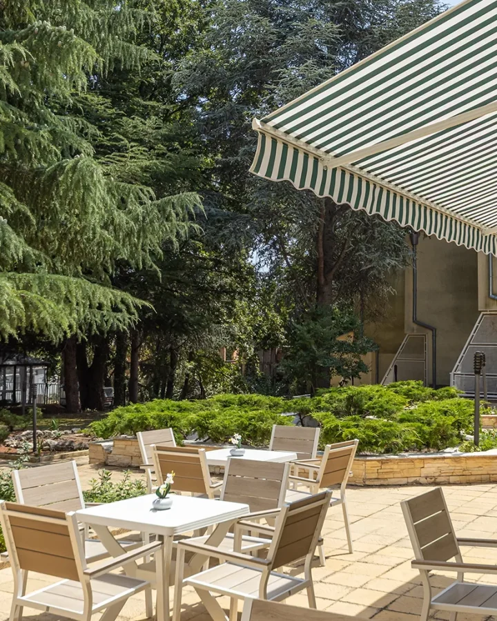 Restaurant and garden at Park Hotel Revita